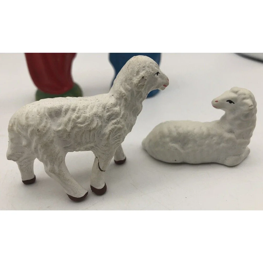 Vintage Misc Lot of 4 Nativity Figures Mary Wiseman 2 Lamb Japan ￼read